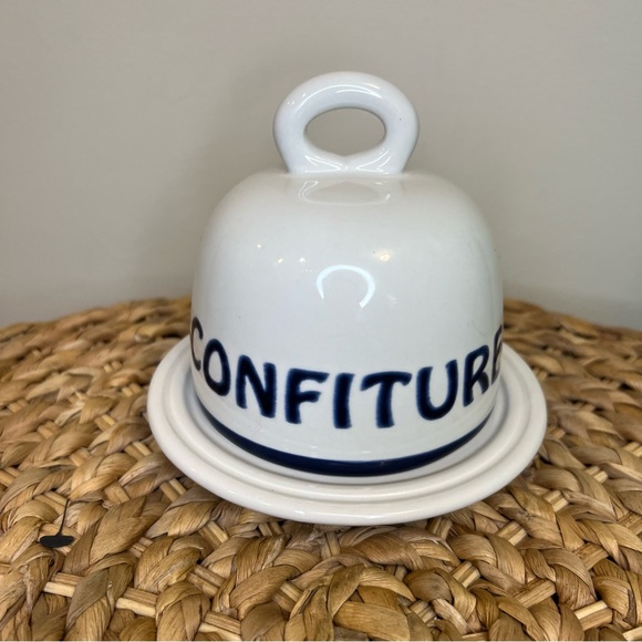 WILLIAMS SONOMA BISTRO FRANCAIS CONFITURE JAM & BUTTER DISH 2012 FRENCH WRITING - Picture 5 of 12